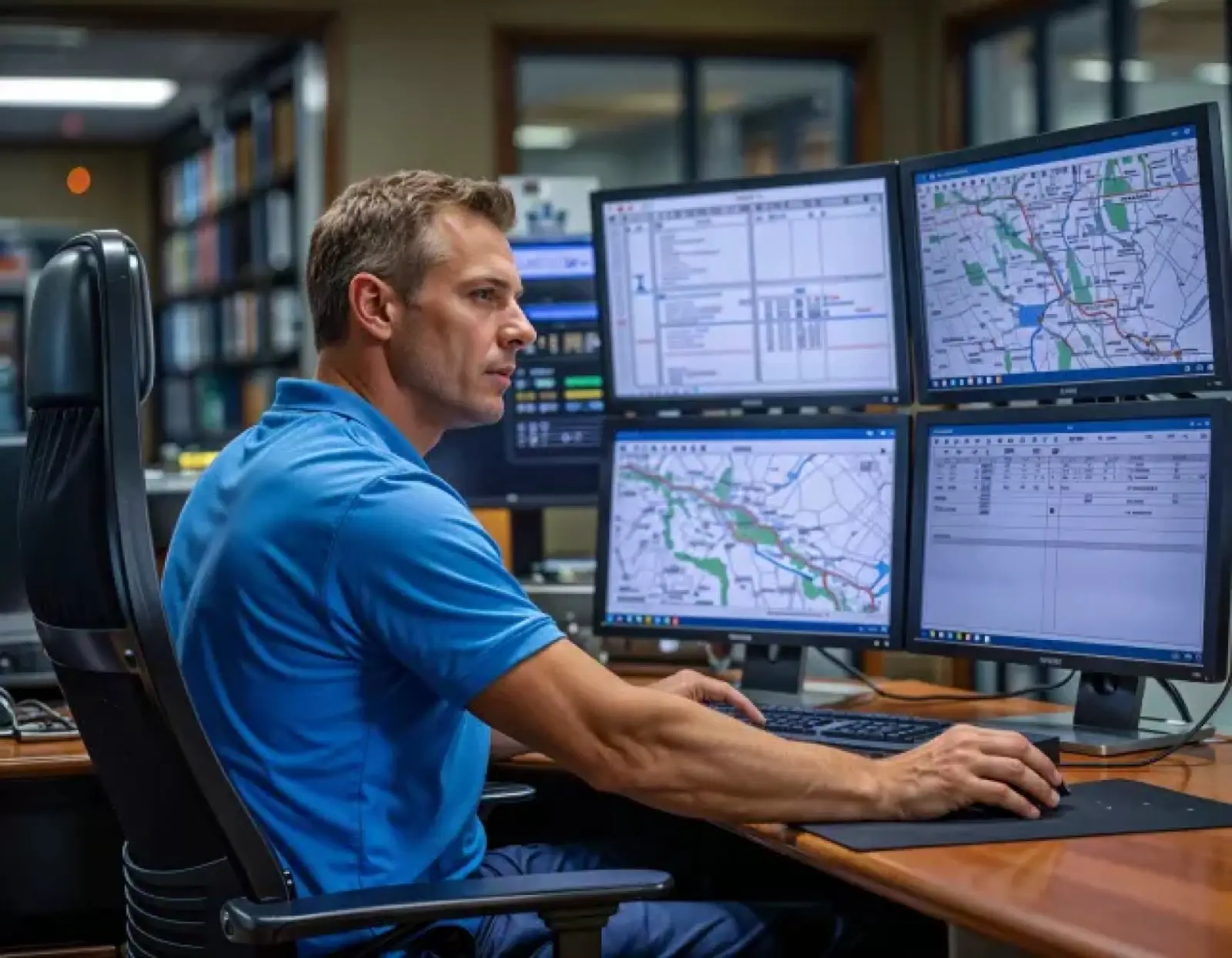 Dispatcher planning freight lanes on route maps